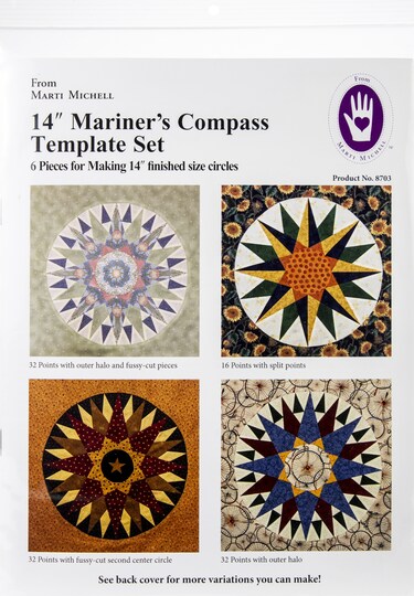 Marti Michell 14" Mariner's Compass Template-6pcs W/Instruction Booklet
